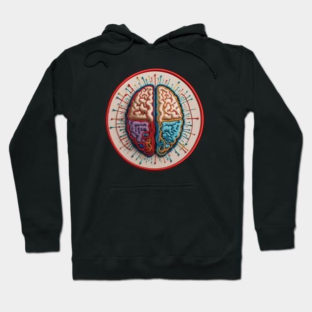 Bilateral Hemispheres Embroidered Patch Hoodie by Xie